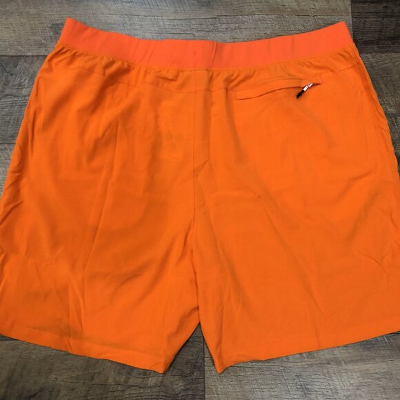 Men's Workout Running Shorts Lightweight 7 inches with Zipper Pockets Orange - Picture 2 of 3